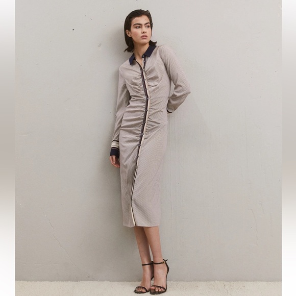 Shirt Dress Button Down Silk Dress Work Dress Long Sleeve Dress - Picture 3 of 17